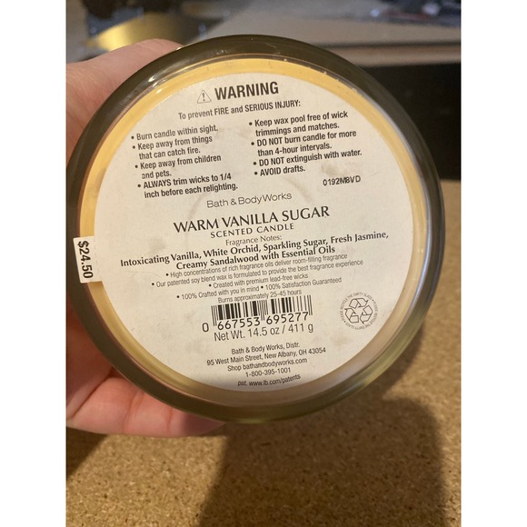 BBW‎ Warm Vanilla Sugar Candle - Picture 3 of 3